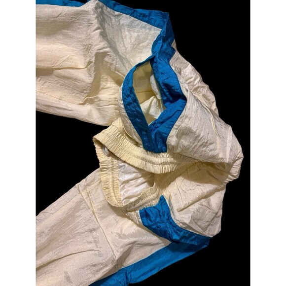 Vtg 90s Y2k sportswear Nylon Blue Track Sweatpants Color block white blue S - Picture 3 of 13